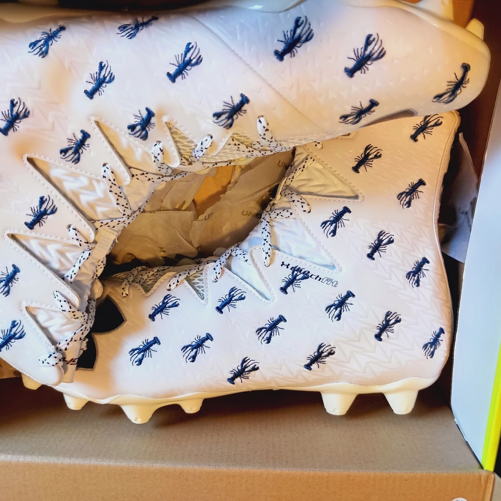 Under Armour White and Blue Football Cleats